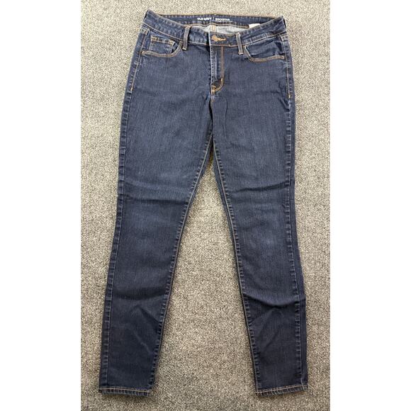 Old Navy Rockstar Mid-Rise Skinny Jeans Dark Wash Stretch Denim Size 8 Regular - Picture 1 of 12